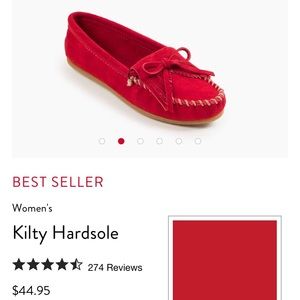 Red Minnetonka Moccasins Women’s 7.5